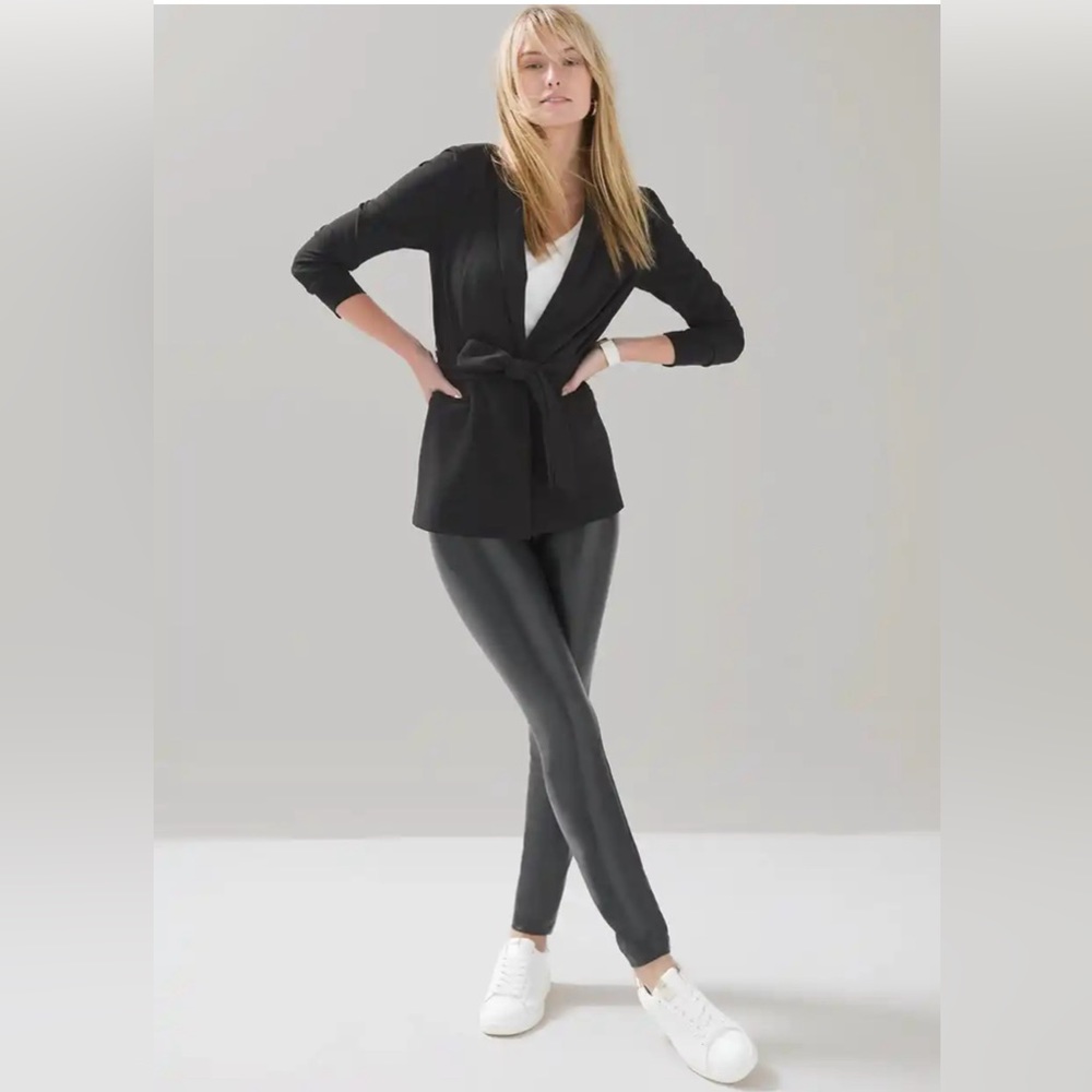 WHBM Faux Leather Runway Leggings Pull-On Black Size 2R